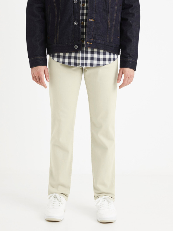 Celio Krémové pánske nohavice Celio Vopry1