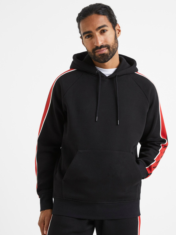 Celio Čierna pánska mikina s kapucňou Celio Vebandit