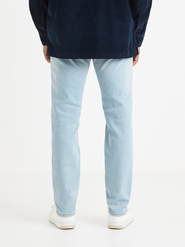 Celio Svetlomodré pánske džínsy rovného strihu s roztrhaným efektom Celio Vomarble