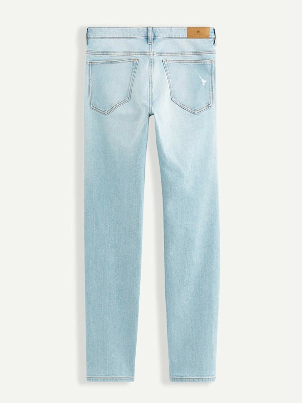 Celio Svetlomodré pánske džínsy rovného strihu s roztrhaným efektom Celio Vomarble