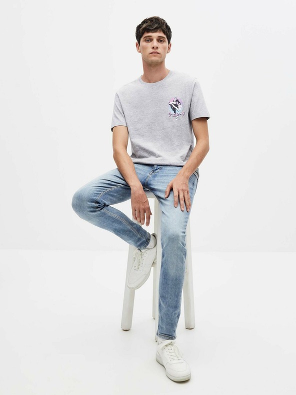 Celio Svetlošedé pánske tričko s potlačou Celio Street Fighter