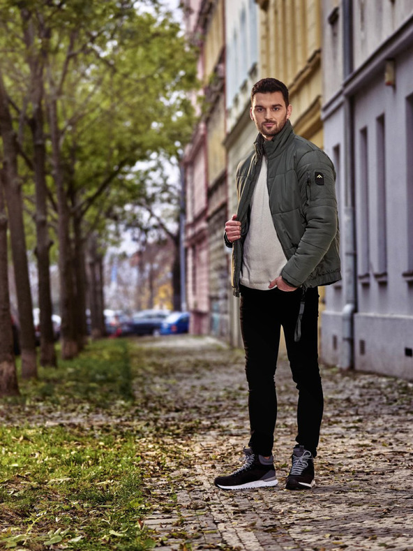 NAX Šedá pánska zimná prešívaná bunda NAX Mabor