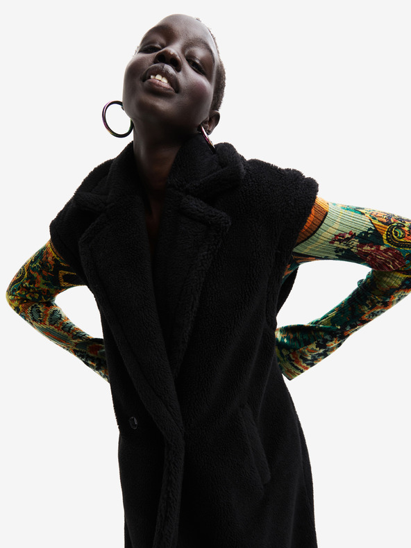 Desigual Čierna dámska vesta Desigual Cameron zo zmesi vlny