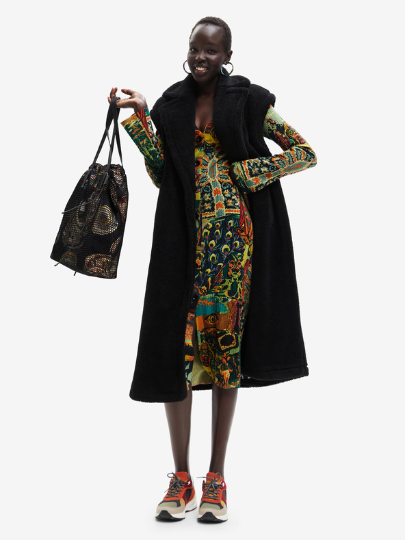 Desigual Čierna dámska vesta Desigual Cameron zo zmesi vlny