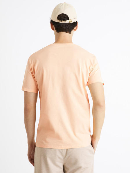 Celio Svetlo oranžové bavlnené tričko Celio Cecarto Sunshine