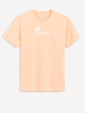 Celio Svetlo oranžové bavlnené tričko Celio Cecarto Sunshine