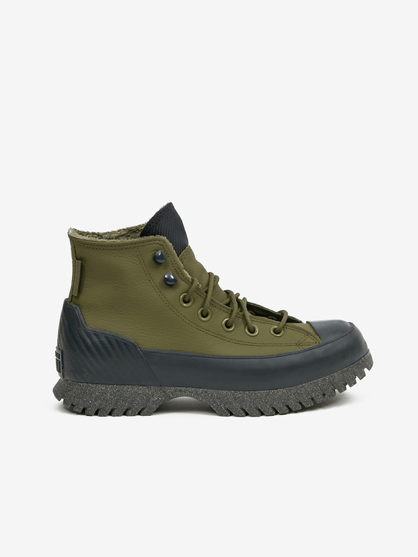 Converse Čierno-zelené členkové kožené zateplené tenisky Converse Chuck Taylor All Star Lugged Winter 2.0