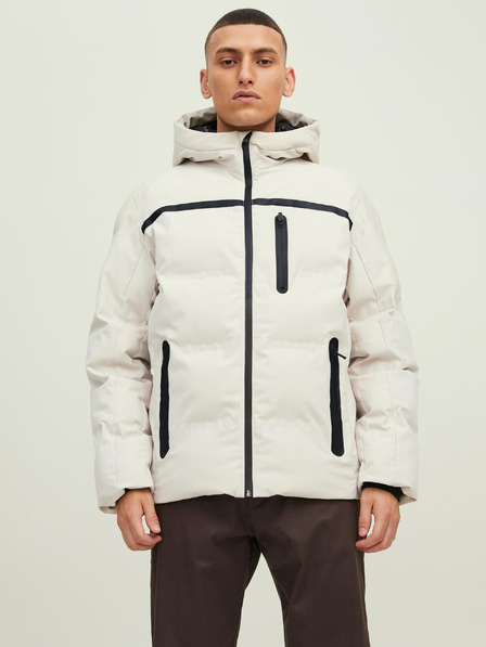 Jack & Jones Béžová zimná bunda Jack & Jones Heat s kapucňou