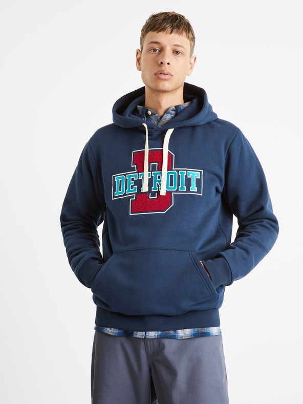 Celio Tmavomodrá pánska mikina Celio Detroit
