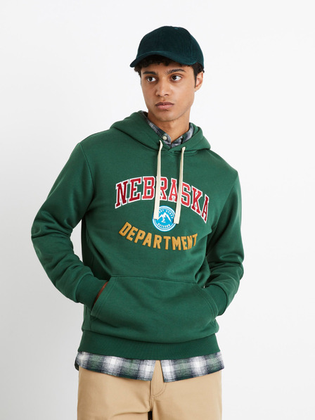 Celio Zelená pánska mikina Celio Nebraska Department