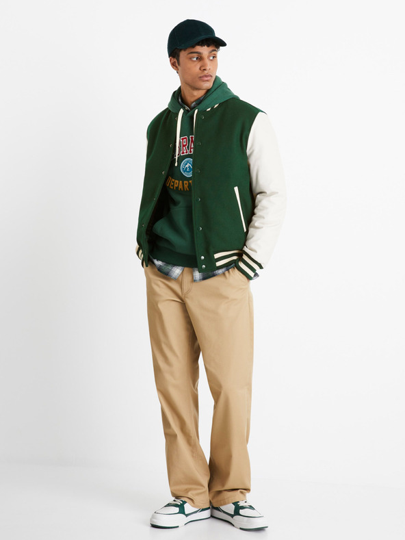 Celio Zelená pánska mikina Celio Nebraska Department