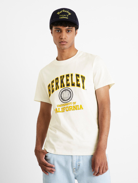 Celio Žlto-biele pánske univerzitné tričko Celio Berkeley