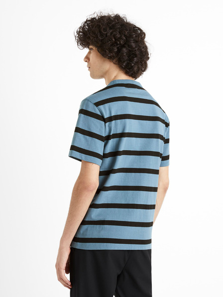 Celio Modré pruhované tričko Celio Beboxar