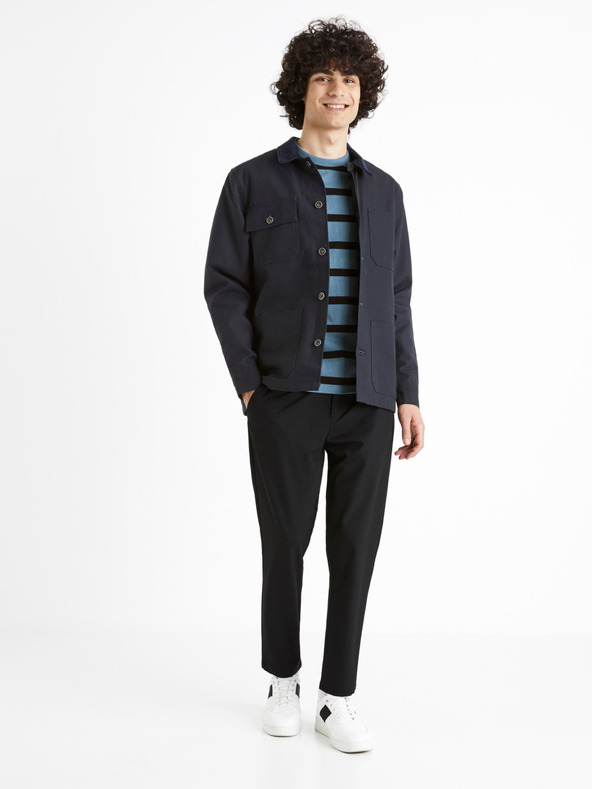 Celio Modré pruhované tričko Celio Beboxar