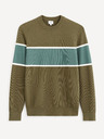 Celio Khaki pánsky pruhovaný sveter Celio