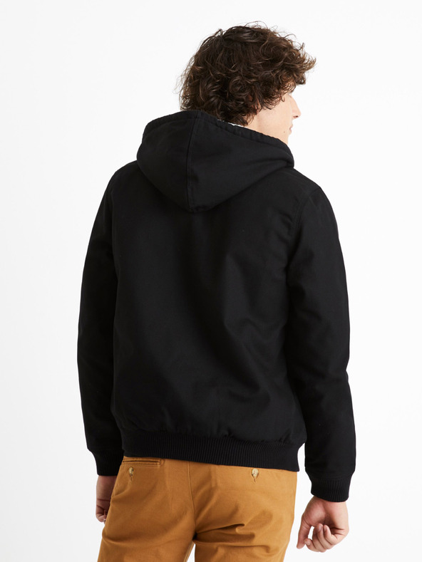 Celio Čierna pánska bunda Celio Cuhoodie