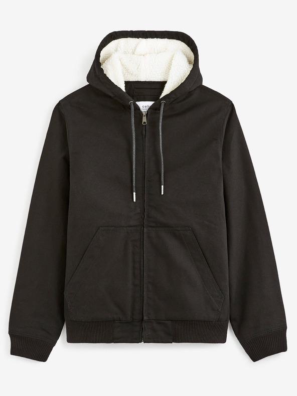 Celio Čierna pánska bunda Celio Cuhoodie