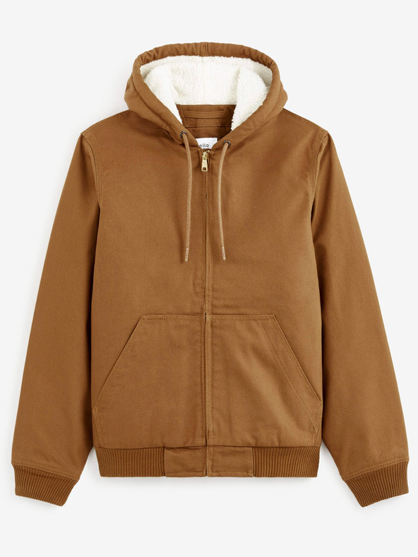 Celio Hnedá pánska bunda Celio Cuhoodie