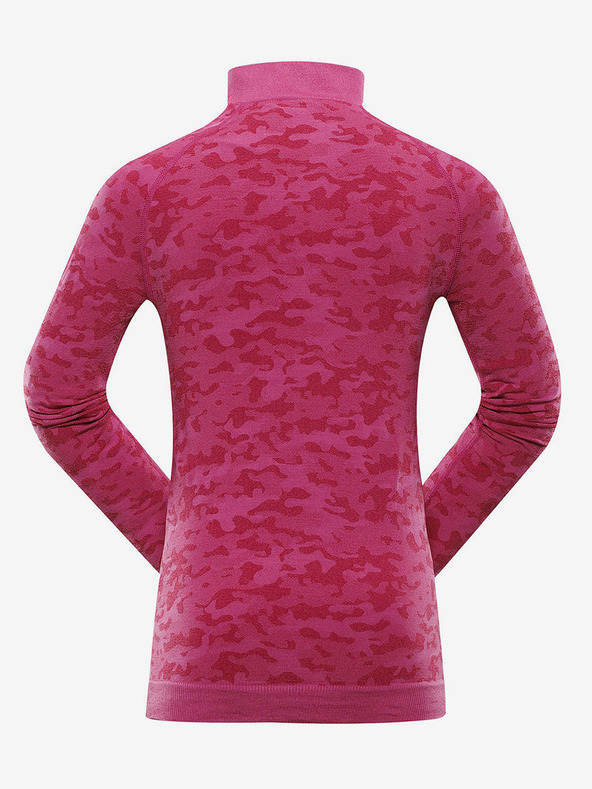 ALPINE PRO Tmavo ružové dievčenské vzorované funkčné tričko ALPINE PRO Lubina