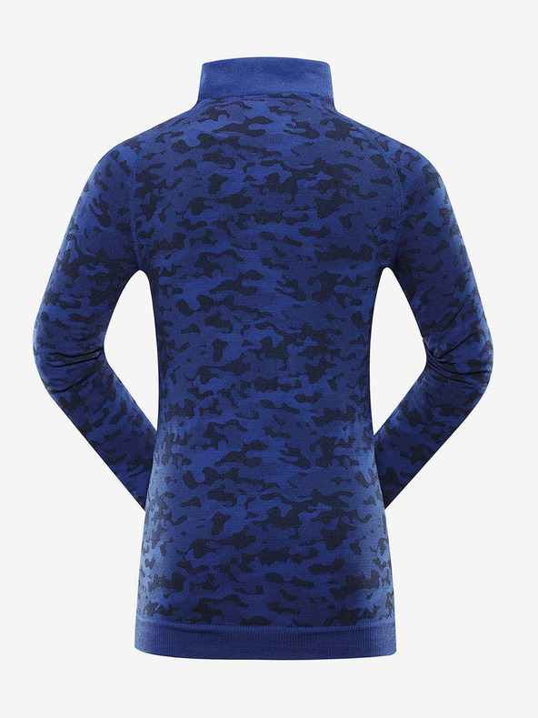 ALPINE PRO Tmavo modré detské vzorované funkčné tričko ALPINE PRO Lubino