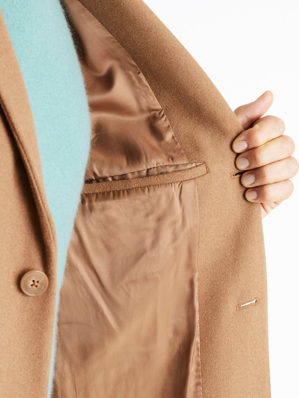 Celio Hnedý pánsky vlnený kabát Celio Cubello