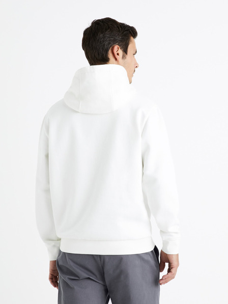 Celio Biela pánska mikina s kapucňou Celio Ceslalom