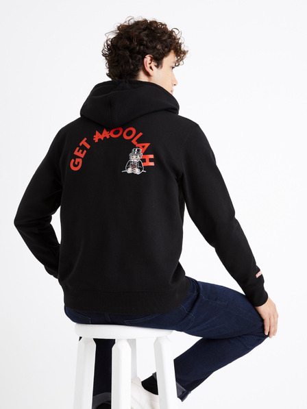 Celio Čierna pánska mikina s potlačou Celio Monopoly