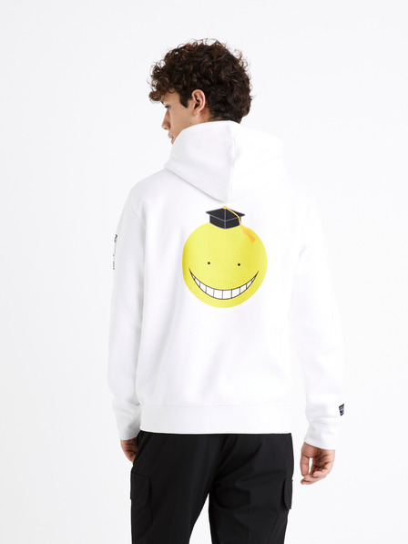 Celio Biela pánska mikina s potlačou na chrbte Celio Assassination Classroom