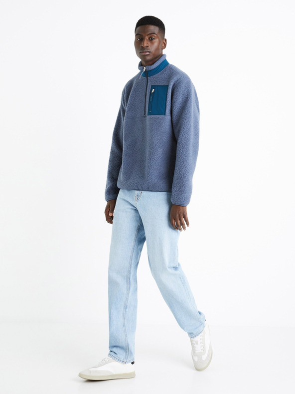 Celio Modrá pánska fleecová mikina Celio Cesheep
