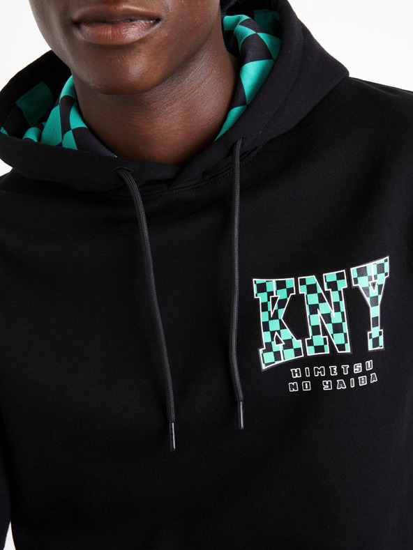 Celio Čierna pánska mikina s potlačou Celio Zabijak démonov