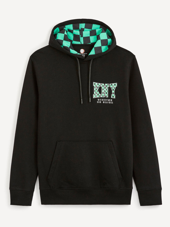 Celio Čierna pánska mikina s potlačou Celio Zabijak démonov