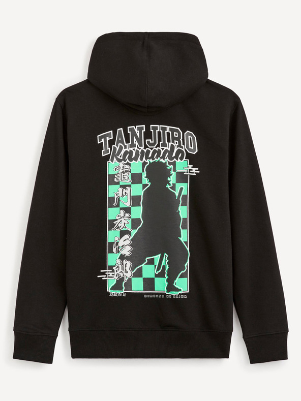 Celio Čierna pánska mikina s potlačou Celio Zabijak démonov