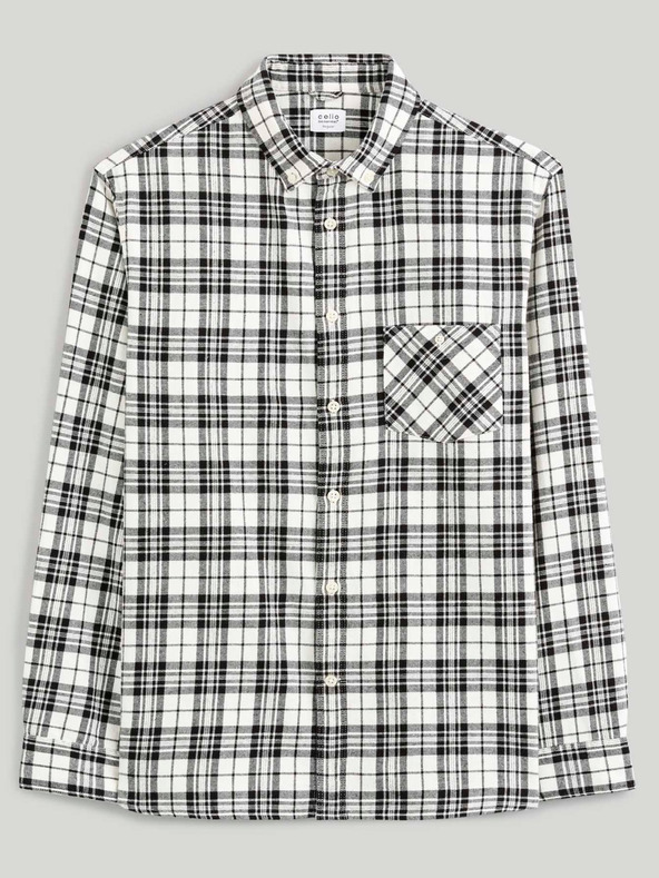 Celio Čierna kockovaná flanelová košeľa Celio Canewto
