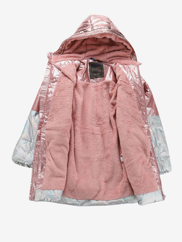 NAX NAX FEREGO sivý a ružový dievčenský kabát