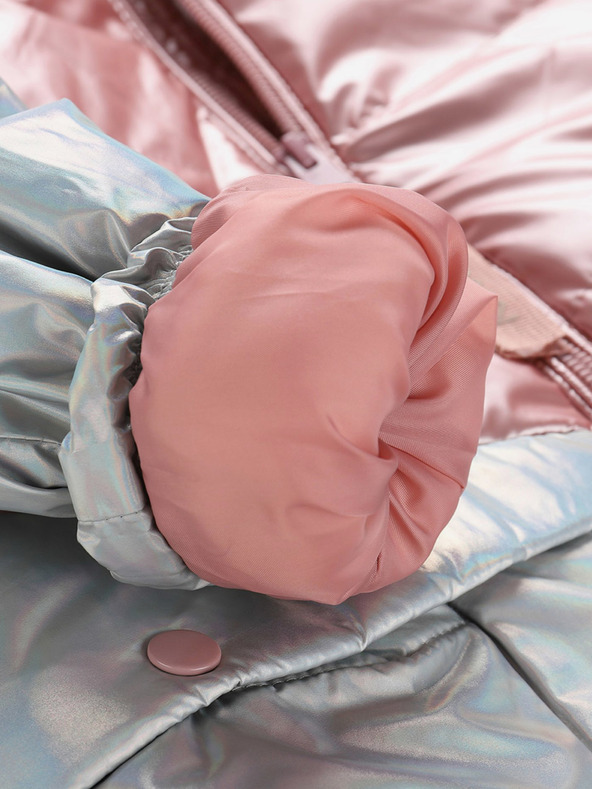 NAX NAX FEREGO sivý a ružový dievčenský kabát