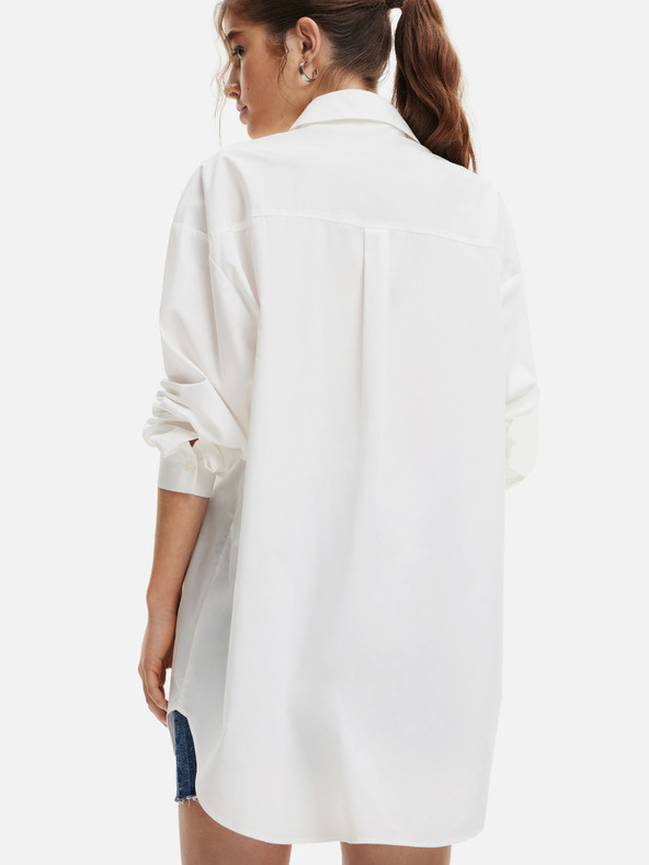 Desigual Biela Desigual Daphne dámska košeľa nadrozmernej veľkosti