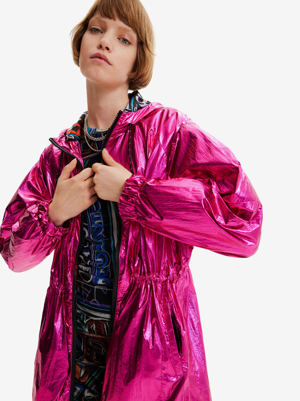 Desigual Tmavoružová dámska metalická bunda Desigual Ontario