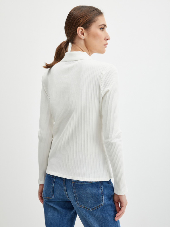 Orsay Biela dámska rebrovaná polokošeľa ORSAY