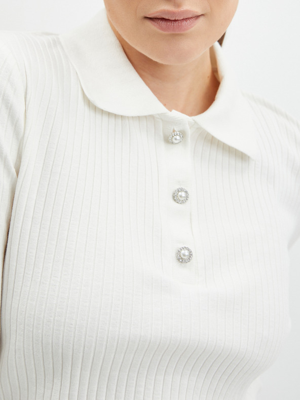 Orsay Biela dámska rebrovaná polokošeľa ORSAY