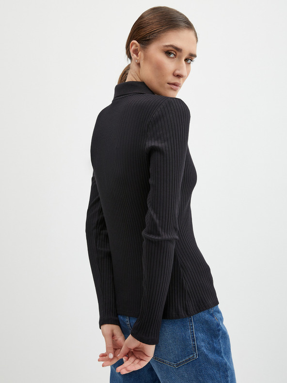 Orsay Čierna dámska rebrovaná polokošeľa ORSAY