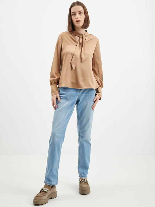 Orsay Svetlohnedá dámska saténová blúzka ORSAY