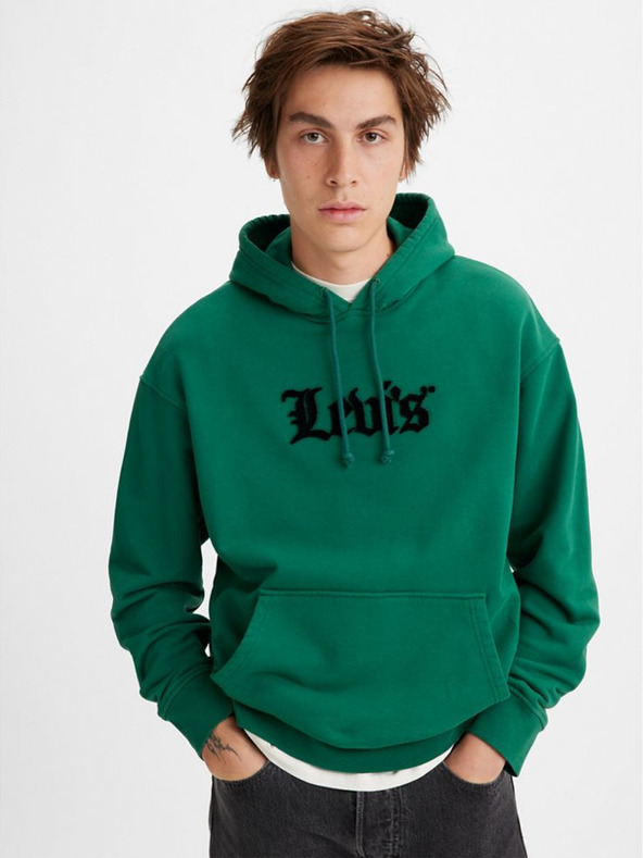 Levi's® Zelená Pánska mikina Levi's® Relaxed Graphic Po Olde Englis Hoodie