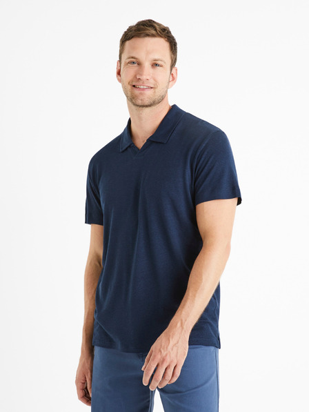 Celio Tmavo modré pánske polo tričko Celio Deolive