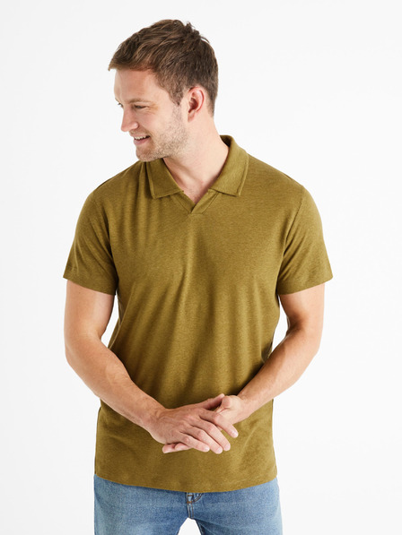 Celio Khaki pánska základná polokošeľa Celio Deolive