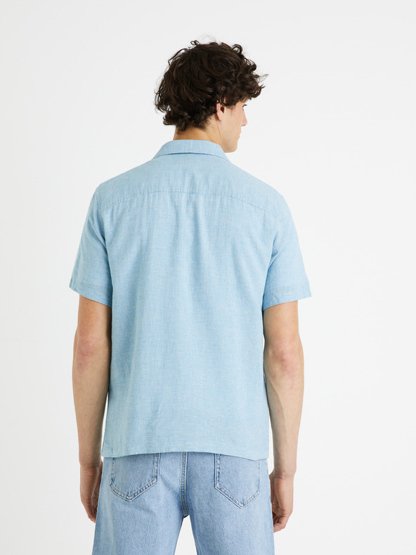 Celio Svetlomodrá pánska ľanová košeľa Celio Fatext