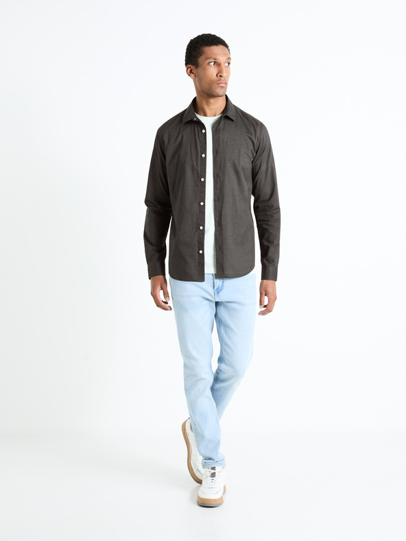 Celio Tmavosivá pánska košeľa Celio Fames