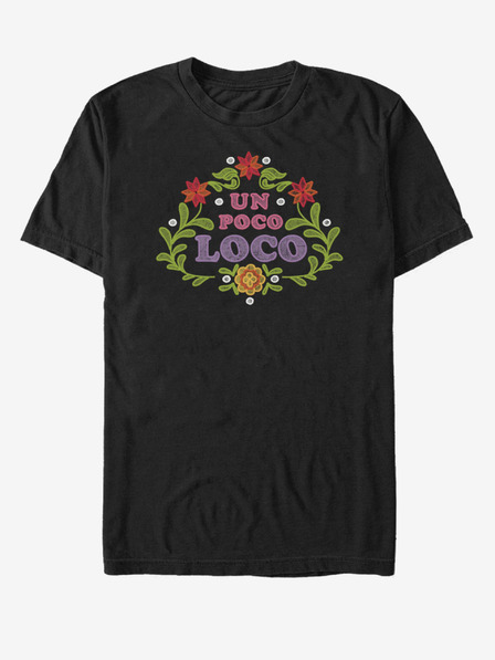 ZOOT.Fan Čierne unisex tričko s nápisom ZOOT.Fan Un Poco Loco Kvetinová výzdoba Pixar