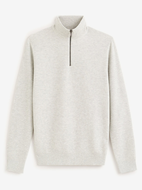 Celio Svetlosivý pánsky základný sveter Celio Celim