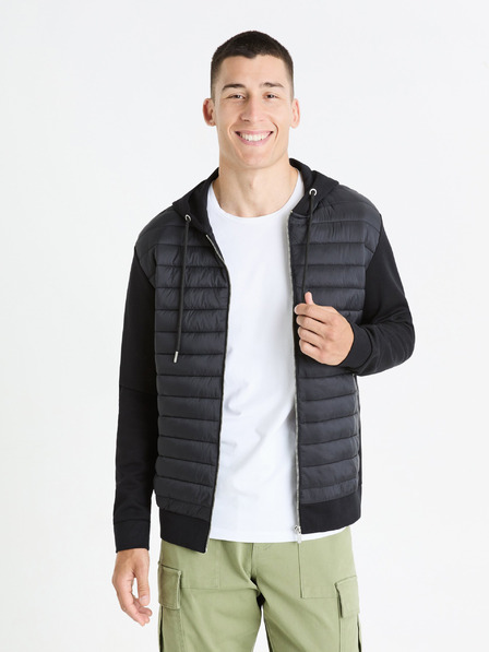Celio Čierna pánska bunda Celio Fequilted Jacket