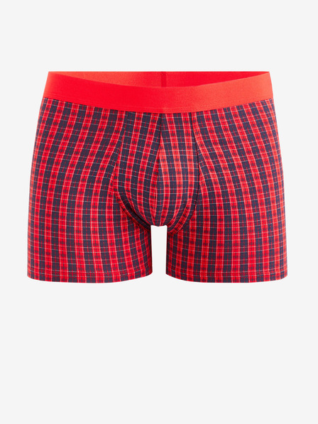 Celio Červené pánske kockované boxerky Celio Fibocar